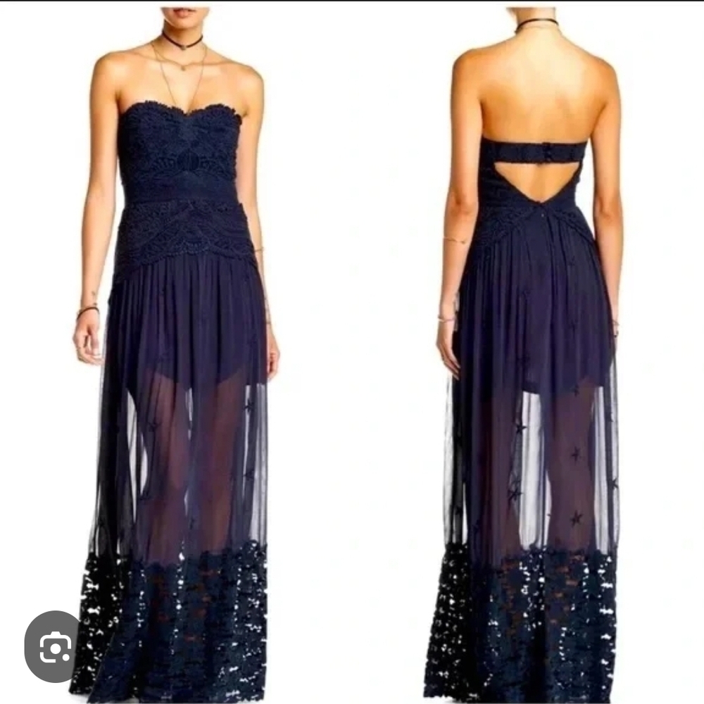 Free People Strapless Navy Dress